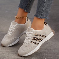 Baskets Rétro Décontractées pour Femmes à Lacets Légères Imprimé Animal Chaussures de Sport Élégantes pour le Jogging