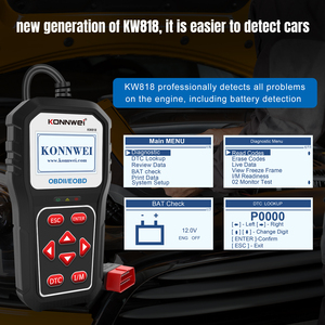 Диагностический сканер для автомобилей Shenzhen Jiawei Konnwei Factory, модель Konnwei KW818, <span class=keywords><strong>OBD</strong></span>-сканер для универсальных автомобилей с протоколом OBD2 на 12В. - Product Image 3