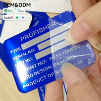 Placas de Identificación Metálicas Adhesivas de Aluminio Anodizado Cepillado con Número de Serie Industrial Marino Personalizado, Serigrafía Azul para Equipos