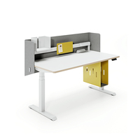 Bureau de travail moderne en bois réglable en hauteur, poste de travail autonome, table pour employés, écran en PVC insonorisant