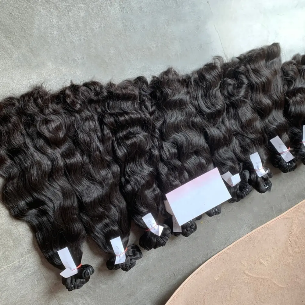 Vendedores de cabello liso virgen vietnamita, venta al por mayor de cabello rizado con cutícula alineada, trama Genius de cabello humano ondulado 100%