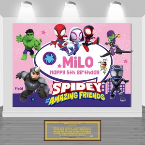 Decoraciones para Fiesta de Cumpleaños Infantil con Temática de <span class=keywords><strong>Spider</strong></span>-<span class=keywords><strong>Man</strong></span> y sus Increíbles Amigos, Banner y Fondo de Cartón KT con Impresión Digital - Product Image 1