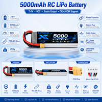 Baterai LiPo 7.4V 5000mAh 50C High Discharge, Sel Daya Lithium Isi Ulang untuk Drone FPV, Mobil RC, Pesawat, Model Hobi 102535