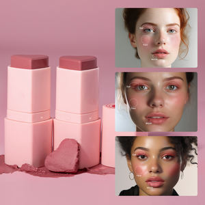 Logo personnalisé Unique Rose Multichrome Coeur Stick <span class=keywords><strong>Blush</strong></span> Visage Maquillage Marque Privée Haute Pigmentation Multi-usage Crème <span class=keywords><strong>Blush</strong></span> Stick - Product Image 3