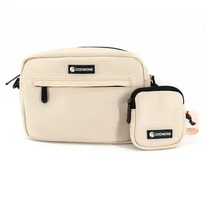 Nylon Crossbody Dog Mom Bag Waterproof Waist Fanny Pack Polyester Nylon Pet Dog Walking Bag With Small Treat Pouch