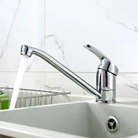 Robinet de cuisine monotrou rotation froide et chaude longue buse en alliage de cuivre corps mix robinet monté sur le pont
