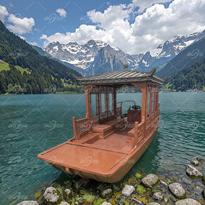 Bateau de plaisance électrique de style chinois à l'aspect antique pour les locations de lacs stables et les croisières touristiques à la dérive - Product Image 1