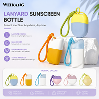 Emballage de crème solaire portable et mignon avec cordon de suspension, flacon de lotion en plastique vide personnalisable de 50 ml, conteneur cosmétique de voyage en plein air
