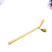 Pailles à boire en verre borosilicate faites à la main avec pendentifs en verre soufflé en forme de champignons, fruits et légumes, réutilisables et courbées
