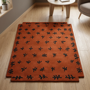Ensemble de tapis en laine tufté à la main moderne, motif floral rouge rectangulaire, pour salon, lavable, à poils moyens, antibactérien, antidérapant, pour la maison et la prière - Product Image 1