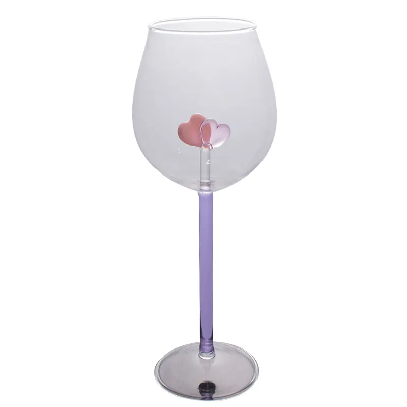 New Design Borosilicate Heart Wine Glass Hand Made Luxury Wine Glasses