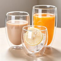 Tasses à café ou à thé en verre borosilicate haute qualité, à double paroi, faites à la main, isolées, 80 ml, 150 ml, 250 ml, mugs à café