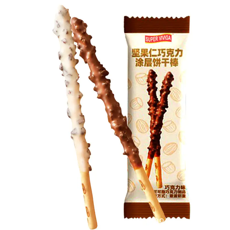 Cracker Bar dolci mandorle dado Choco Stick biscotto Choco rivestito Bar Topping forma lunga asta