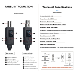 Micrófono Dinámico Profesional UHF con Conector XLR, Micrófono de Mano con Cable e Inalámbrico, Mezclador de Audio FM, Cancelación de Ruido, para Entrevistas - Product Image 2