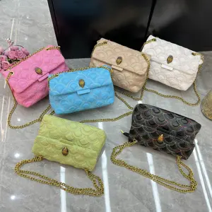 Bolsos pequeños para mujer, monederos coloridos y bolsos con cadena de metal, bolso de moda para mujer de uso diario