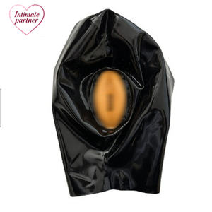 Samimi Partner Siyah Lateks Hood Maskesi Erkekler Kadınlar için Ağız Açık Geri Fermuar Unisex Yetişkin Cosplay Seks Ürünleri - Product Image 4