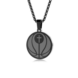 2024 argent or rose coeur sport cadeau fille femmes breloques personnalisées en acier inoxydable bijoux pendentif basket-ball collier - Product Image 5