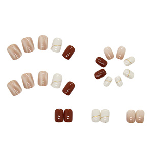 24 pièces d'autocollants pour ongles ABS nus courts et doux multicolore style français pour l'application amovible de l'armure des doigts - Product Image 3