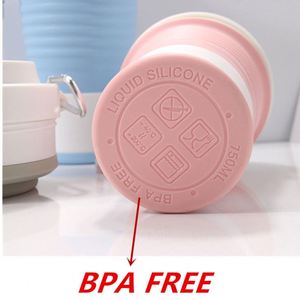Outdoors <b>Camping</b> Hiking Foldable Food Grade BPA FREE Silicone Water Bottle Coffee Sippy Baby <b>Cups</b> With Straw - Product Image 3