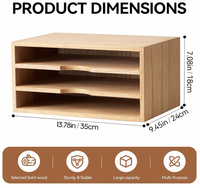Organisateur de bureau moderne multifonctionnel en bois massif naturel écologique à trois niveaux, finition lisse, directement de l'usine, pour la maison et le bureau