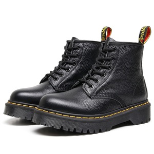 Bottes mi-mollet à plateforme pour femmes, grande taille, en <span class=keywords><strong>cuir</strong></span> de vache véritable, chaussures épaisses pour femmes, bottines mi-mollet style universitaire - Product Image 4