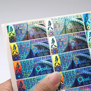 Etiquetas rectangulares doradas a prueba de manipulaciones, hologramas personalizados