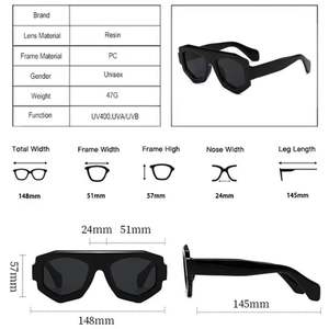 Lunettes de soleil polygonales à grande monture, logo personnalisé, mode 2025, uniques, UV400, carrées irrégulières, pour femmes - Product Image 6