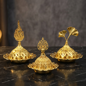 Quemador de Incienso de Metal Dorado de Lujo, Porta Bakhoor Arabesco, Plato Decorativo para Adornos, Centro de Mesa, Decoración para el Hogar - Product Image 4