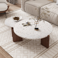 Table basse en marbre pour salon, meuble en terrazzo, table d'appoint ronde, ensemble de table basse