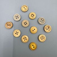 Botones de Madera Vintage al por Mayor, Estilo Zen, Redondos, con 2 Agujeros, Patrón de Diamante Rectangular, Madera Natural, para Coser Ropa y Manualidades