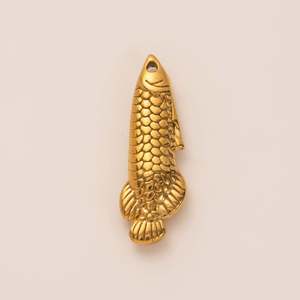 Collier pendentif poisson en acier inoxydable plaqué or 18 carats pour femme, style aquarium tendance, avec placage sous vide - Product Image 4