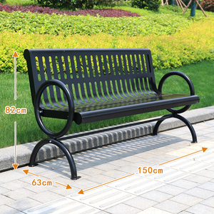 Black High Quality Modern Patio With Backrest Public <strong>Bench</strong> Chair Street Outdoor Commercial for <strong>Sale</strong> <strong>Garden</strong> Metal Park <strong>Bench</strong> - Product Image 6
