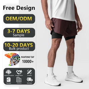 Oem Men's 2 Pack Gym Workout Shorts Quick Dry Bodybuilding Weightlifting Cotton Knit Athletic Shorts Training Running Shorts - Product Image 1