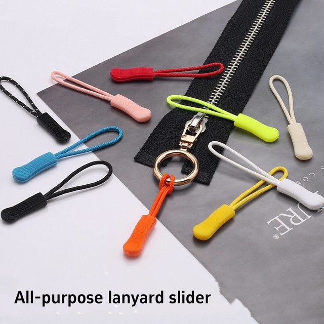 Backpack Pulling Cord Rope Zipper Puller Lanyard Replacement Zipper Head Black Silicone Pulling Rope for Garment Bags