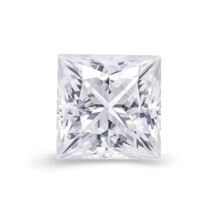 Süper beyaz VVS Moissanite prenses kesim elmas D renk sertifikalı gevşek taşlar