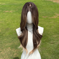 Perruque de mode SMILCO pour femme, dentelle 13*4, dégradé marron, ondulée bouclée, douce et volumineuse, effet Body Wave, en fibre japonaise SM9022B
