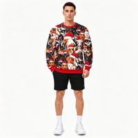 Sweat-shirt à col rond pour homme avec impression intégrale personnalisée ODM OEM par sublimation, thème Noël, pour la saison des fêtes