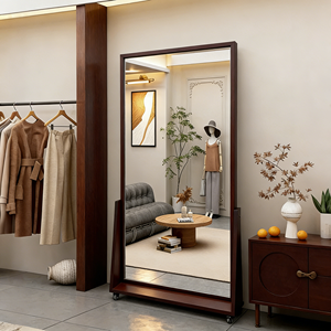 Miroir sur pied pleine longueur ultra-blanc effet bois, miroir de dressing pleine silhouette pour la maison, les magasins de vêtements et le streaming en direct - Product Image 4