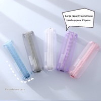 Sac à crayons en tissu filet transparent, style papeterie, en polyester et nylon durables, avec fermeture en plastique, pour cadeau ou promotion
