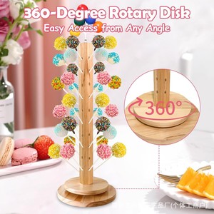Wooden Lollipop Shelf Round <b>Rotatable</b> Candy <b>Display</b> Rack For Birthday Party Decorations Durable Storage <b>Stand</b> - Product Image 2