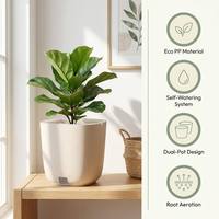 Pot de plante auto-arrosant à double couche avec trous d'aération des racines, pas d'arrosage quotidien pour les semis, les plantes fruitières et les plantes d'intérieur