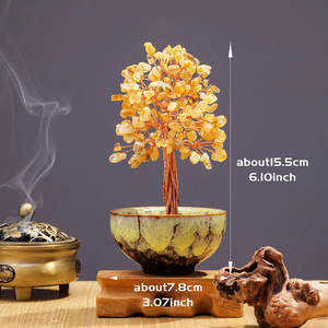 Grosir penyembuhan alami buatan tangan kristal Citrine kerikil CIP cangkir uang pohon untuk dekorasi rumah - Product Image 2