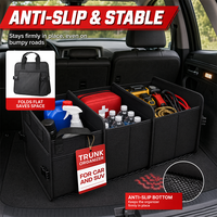 Organizador de Maletero de Gran Capacidad, Caja de Almacenamiento Plegable con Paneles de Soporte Resistentes, Organizador de Vehículo con Múltiples Compartimentos