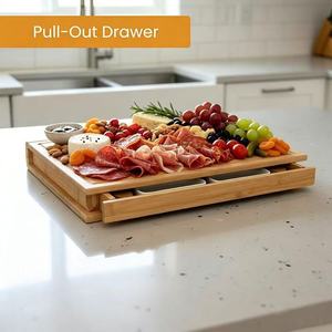 Planche à fromage en bois avec compartiments, planche à découper carrée pour utilisation dans un tiroir de rangement de cuisine - Product Image 2