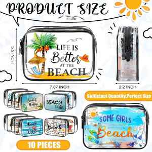 Custom Logo Durable Clear <b>Transparent</b> PVC Fashion Fruit Pattern Travel Cosmetic <b>Bag</b> Soft Handle Summer Beach Zipper Daily Life - Product Image 2