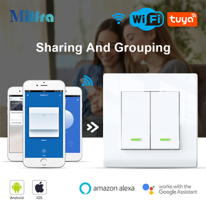 Oem ODM EU EK 86*86 Mét Trắng nhựa <span class=keywords><strong>Wifi</strong></span> chuyển đổi thông minh push button chuyển làm việc với Google trợ lý Alexa Đối với trang chủ - Product Image 6