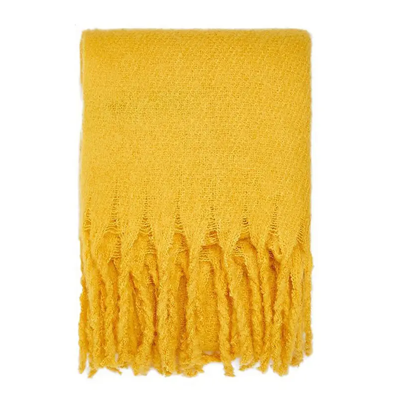 New thickened warm Mohair scarf women's shawl cashmere autumn and winter Artificial wool solid color ladies scarf
