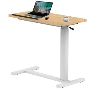 Adjustable Rolling Laptop Overbed Desk Bedroom Living Room Side Sofa Table Tilt Top overbed Table C Laptop Desk with Wheels