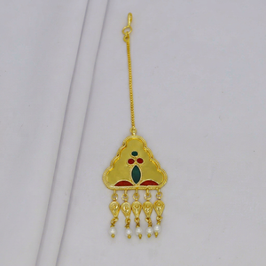 Bijou de front en or de style arabe MIJ pour femmes, imitation maang tikka de mariée, bijoux de Dubaï, bijoux arabes de qualité supérieure - Product Image 1