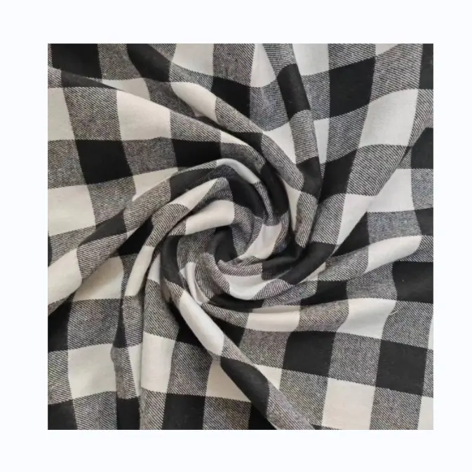 Tissu respirant en flanelle sergé bicolore teint en fil à carreaux térylène pour vêtement Textile de maison